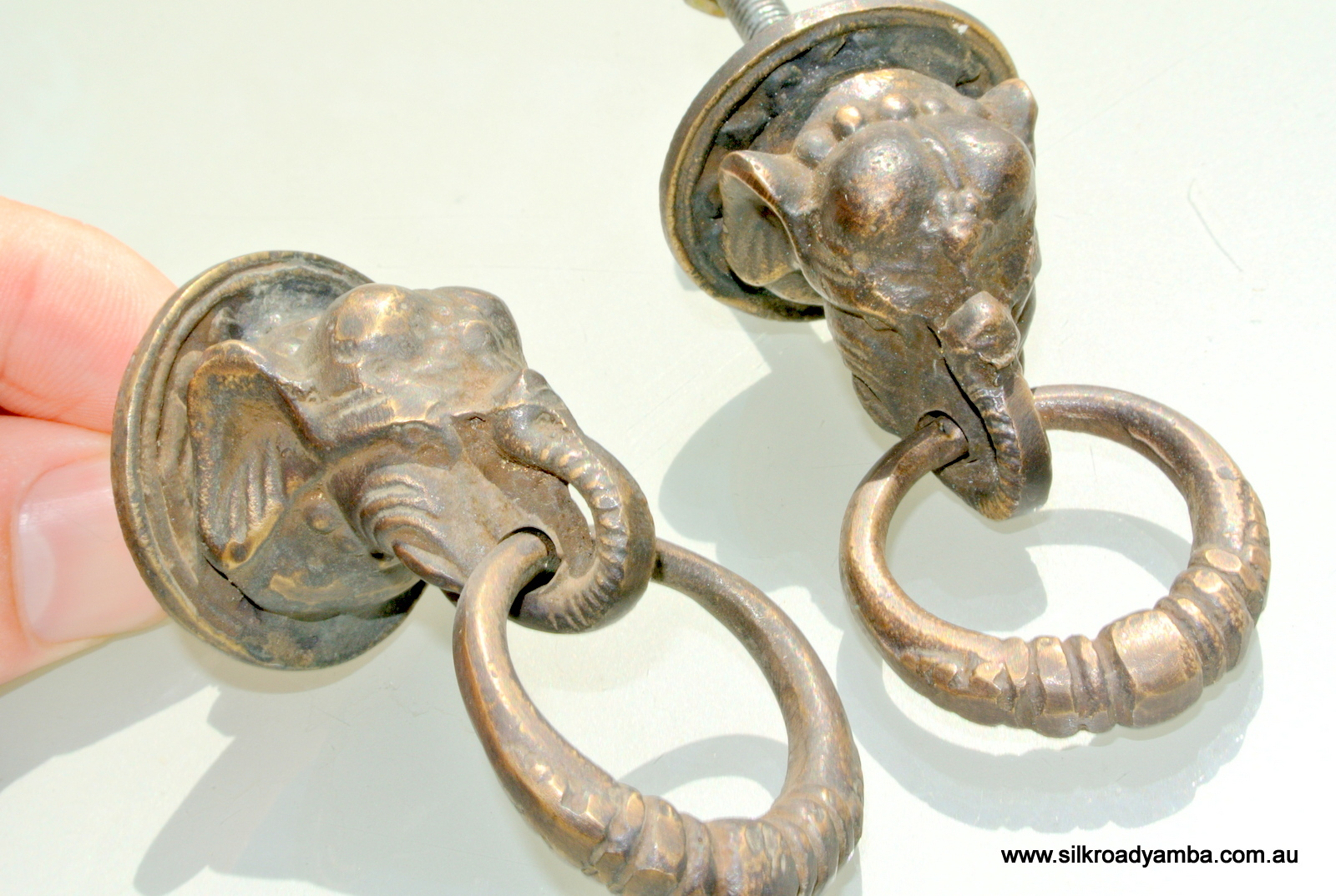 2 Small Elephant Pulls Handles Antique Solid Brass Vintage Drawer with regard to size 1600 X 1074