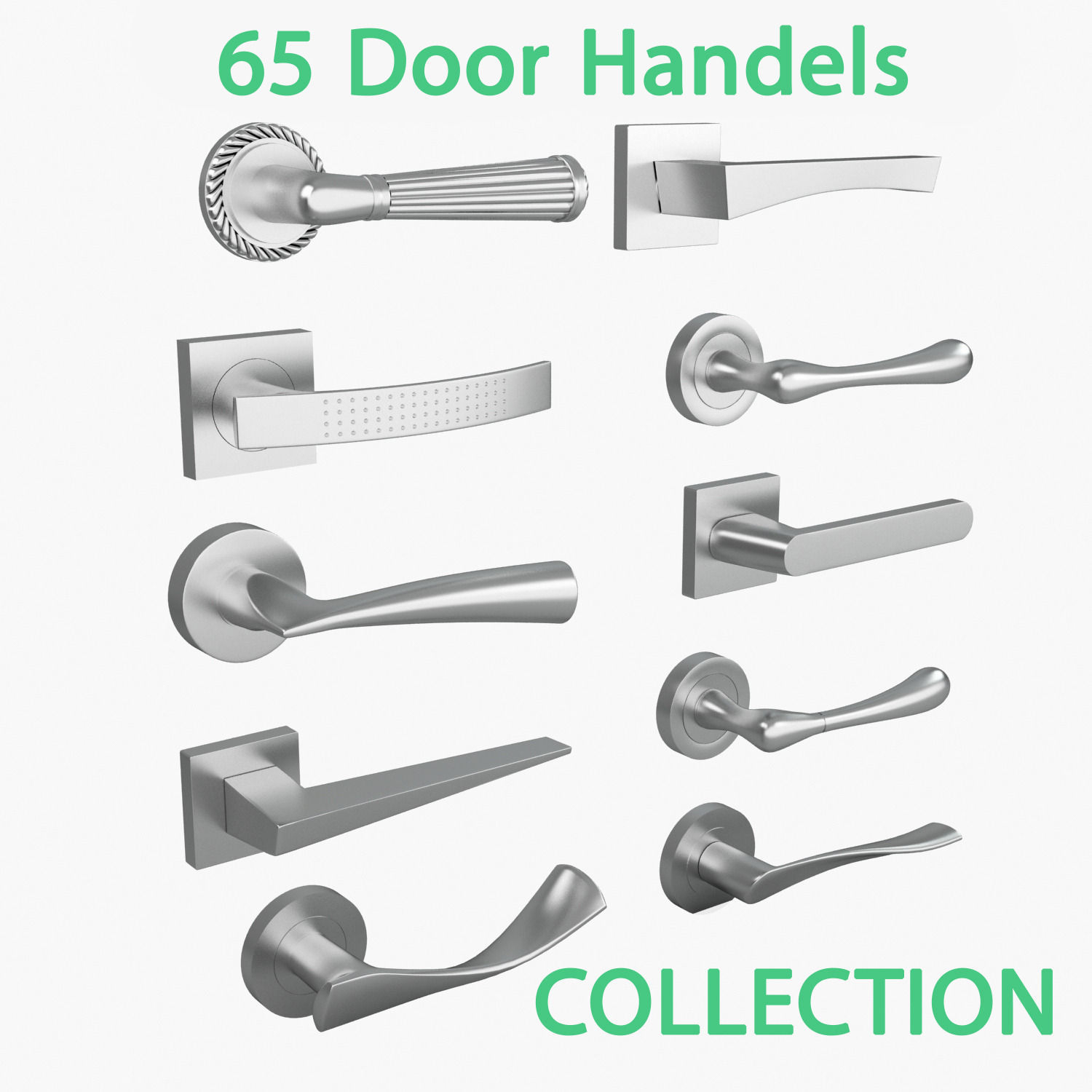 3d 65 Door Handles Collection Cgtrader within dimensions 1500 X 1500
