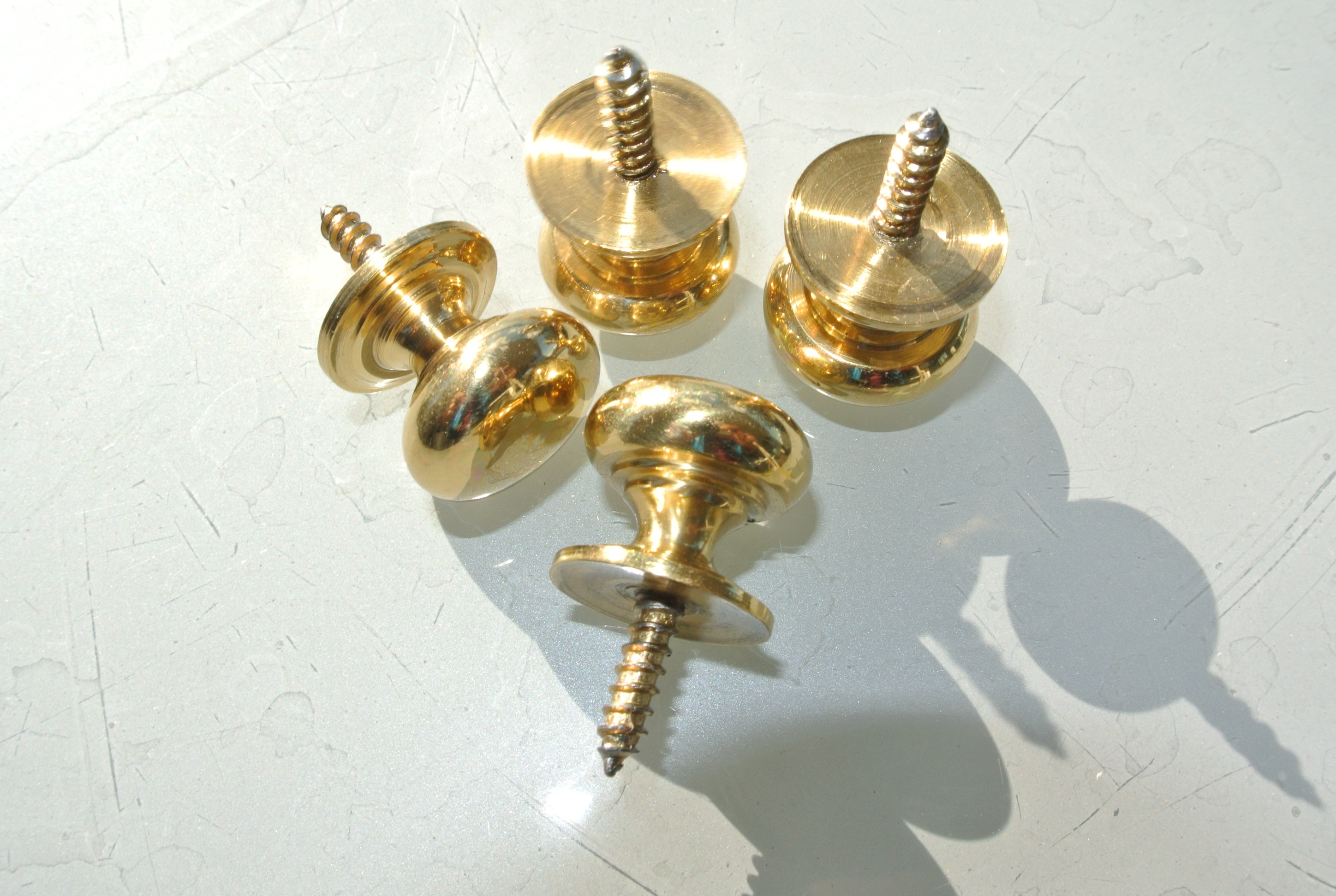 4 Very Small Screw Knobs Pulls Handles Antique Solid Heavy Brass regarding sizing 2896 X 1944