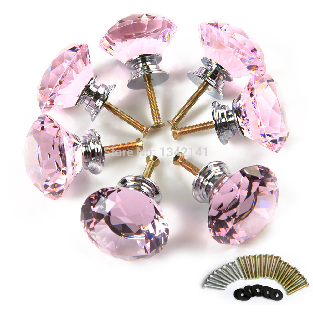 8 X 40mm Pink Diamond Shape Crystal Glass Furniture Handles Cabinet throughout size 1000 X 1000