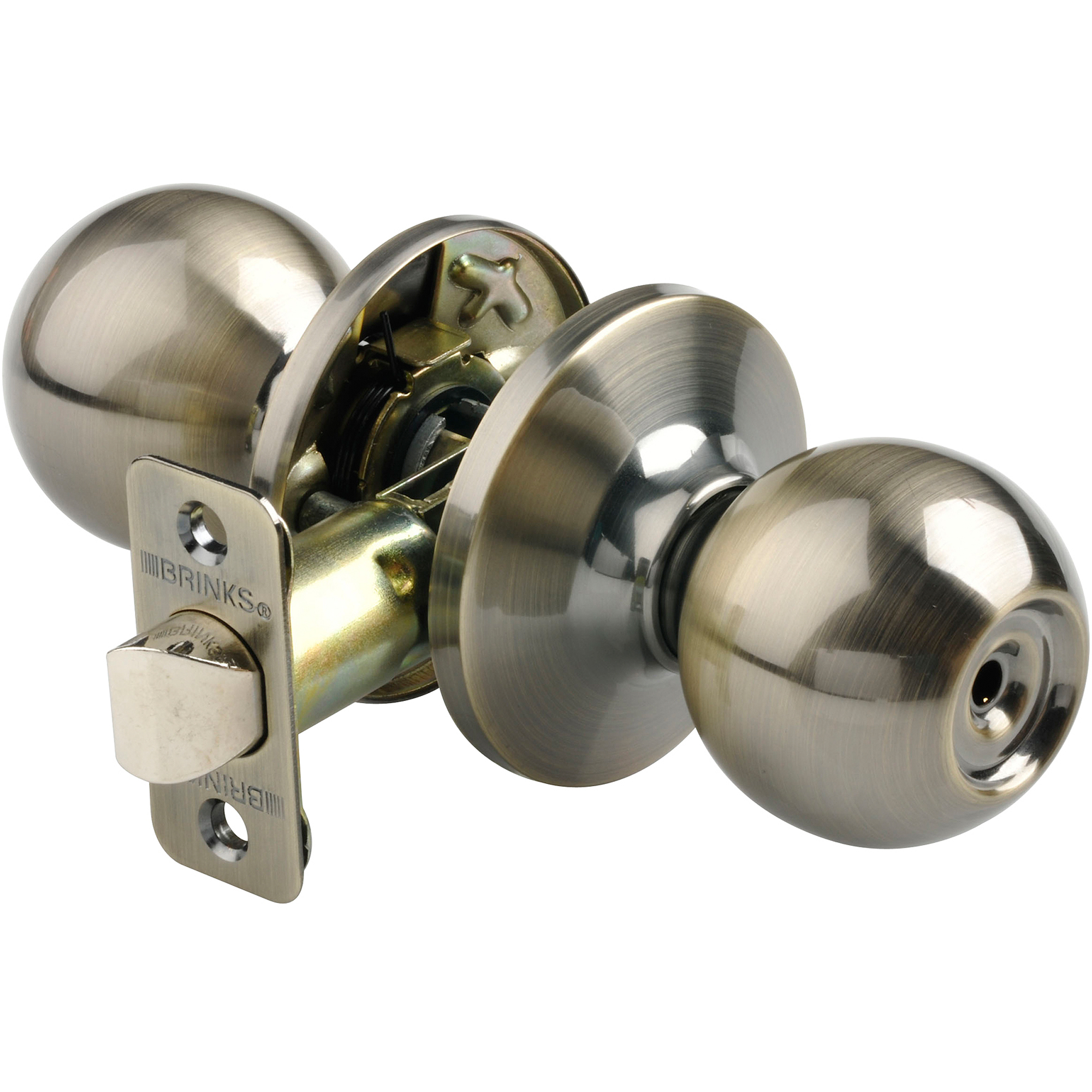 Brinks Bed And Bath Ball Style Door Knob Lock Antique Brass for sizing 2000 X 2000