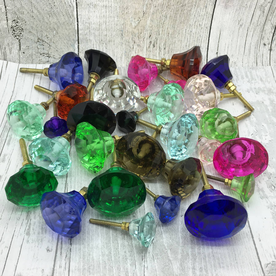 Coloured Faceted Glass Cupboard Door Knobs Drawer Pull G Decor in proportions 900 X 900