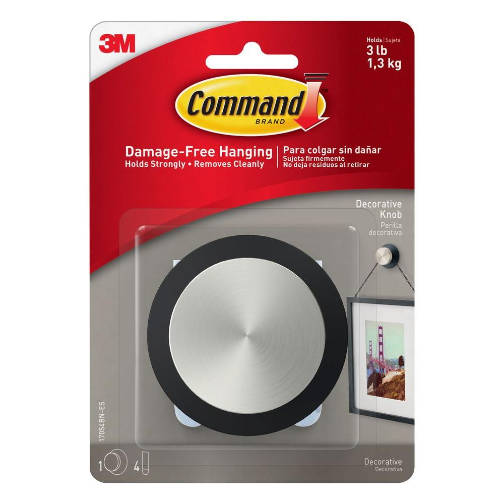 Command Round Decorative Picture Hanging Knob 1 Knob 4 Adhesive inside dimensions 1000 X 1000