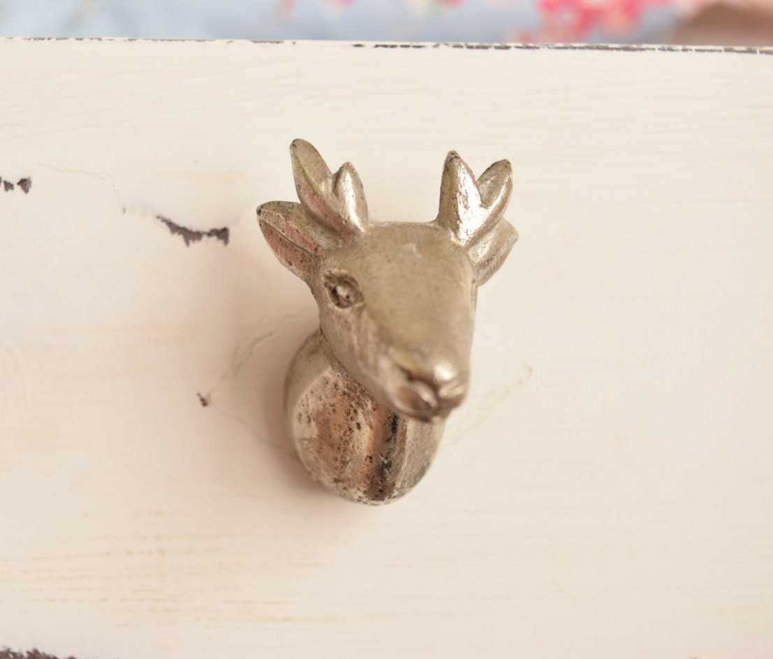 Deer Head Antlers Drawer Knobs In Silver Drawer Pull Cabinet within size 1107 X 944