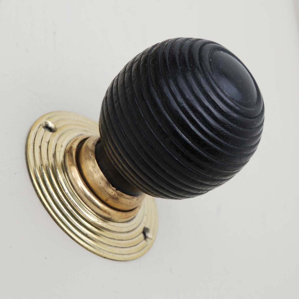 Ebonised Wooden Fully Reeded Beehive Door Knobs throughout proportions 1000 X 1000