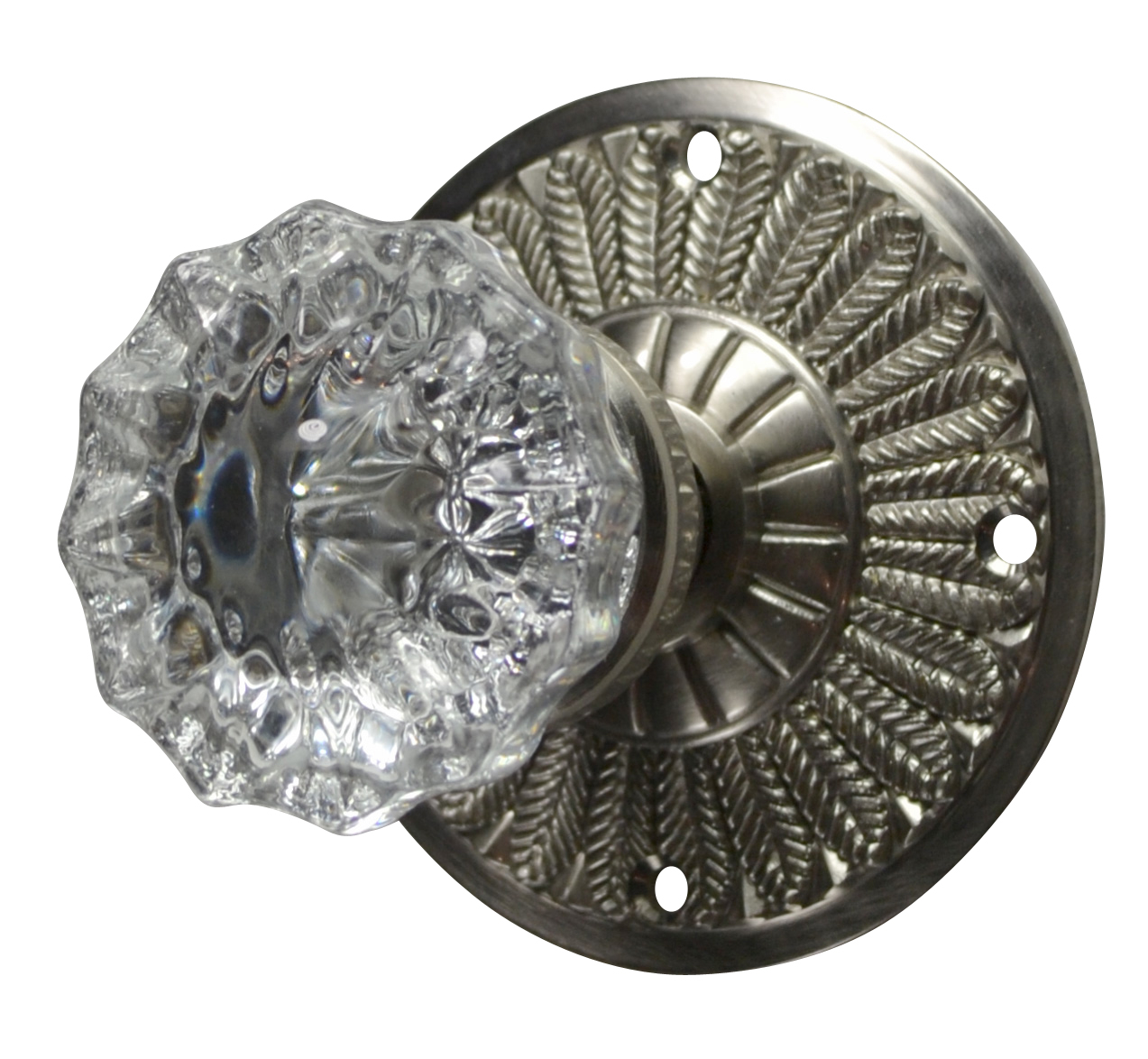 Feathers Crystal Fluted Door Knob Brushed Nickel Finish throughout dimensions 1273 X 1174
