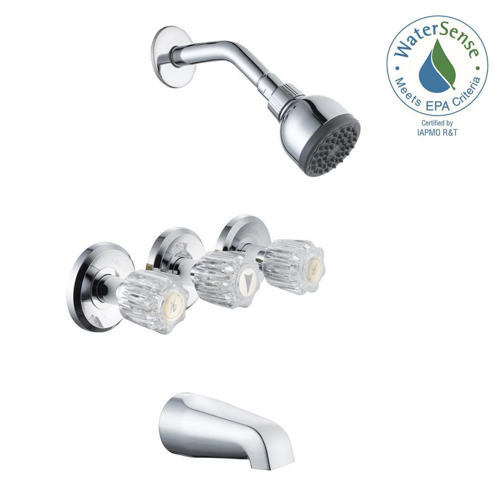 Glacier Bay Aragon 3 Handle 1 Spray Tub And Shower Faucet In Chrome for measurements 1000 X 1000
