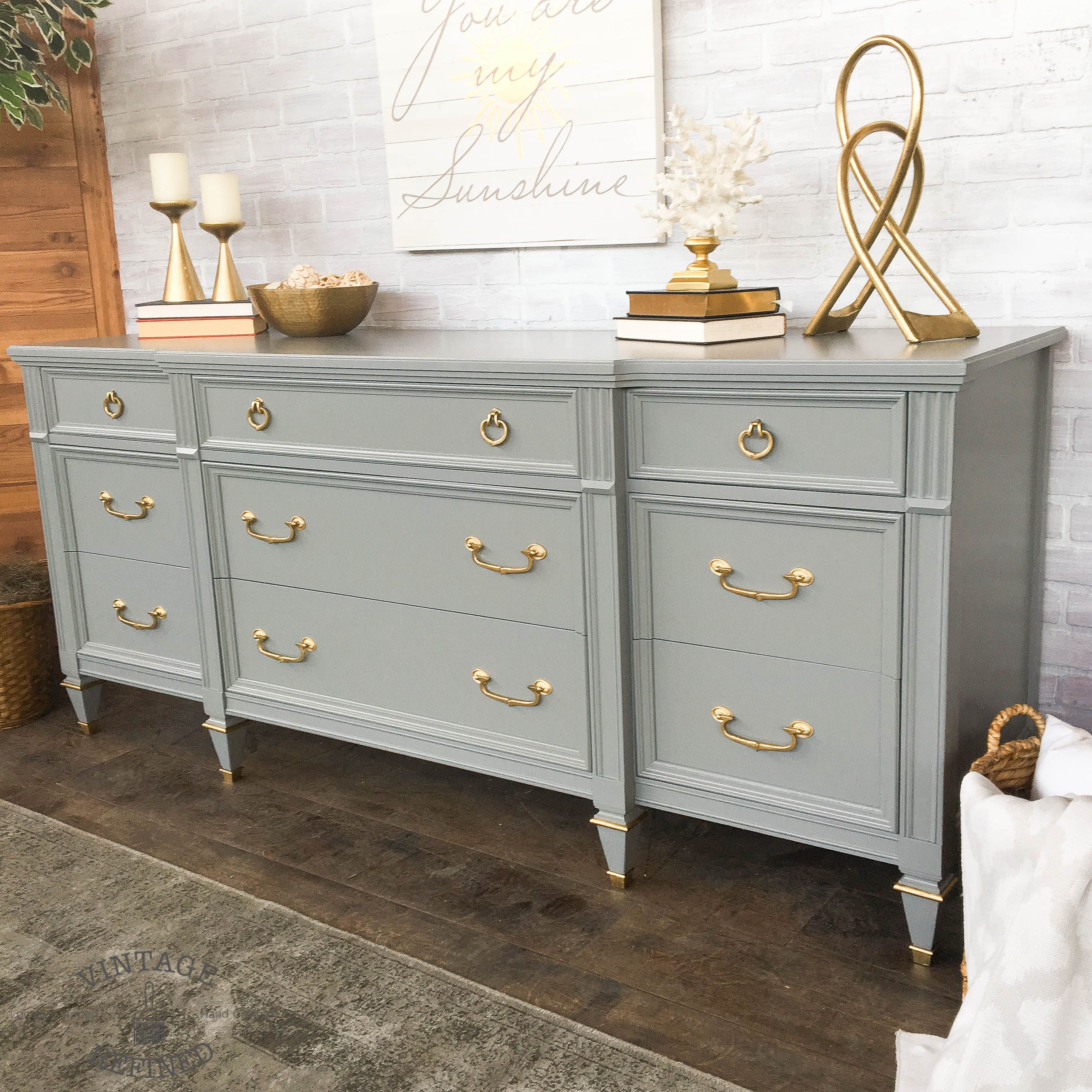 Grey Painted Dresser With Gold Hardwarewould Make An Awesome Base with regard to proportions 3024 X 3024