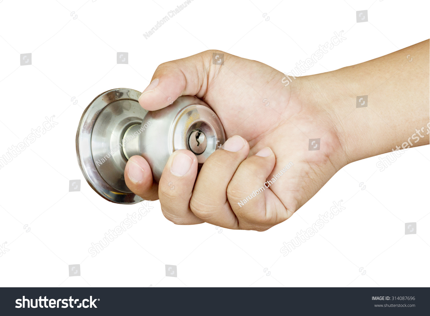 Hand On Door Knob Isolated On Stock Photo Royalty Free 314087696 for measurements 1500 X 1101