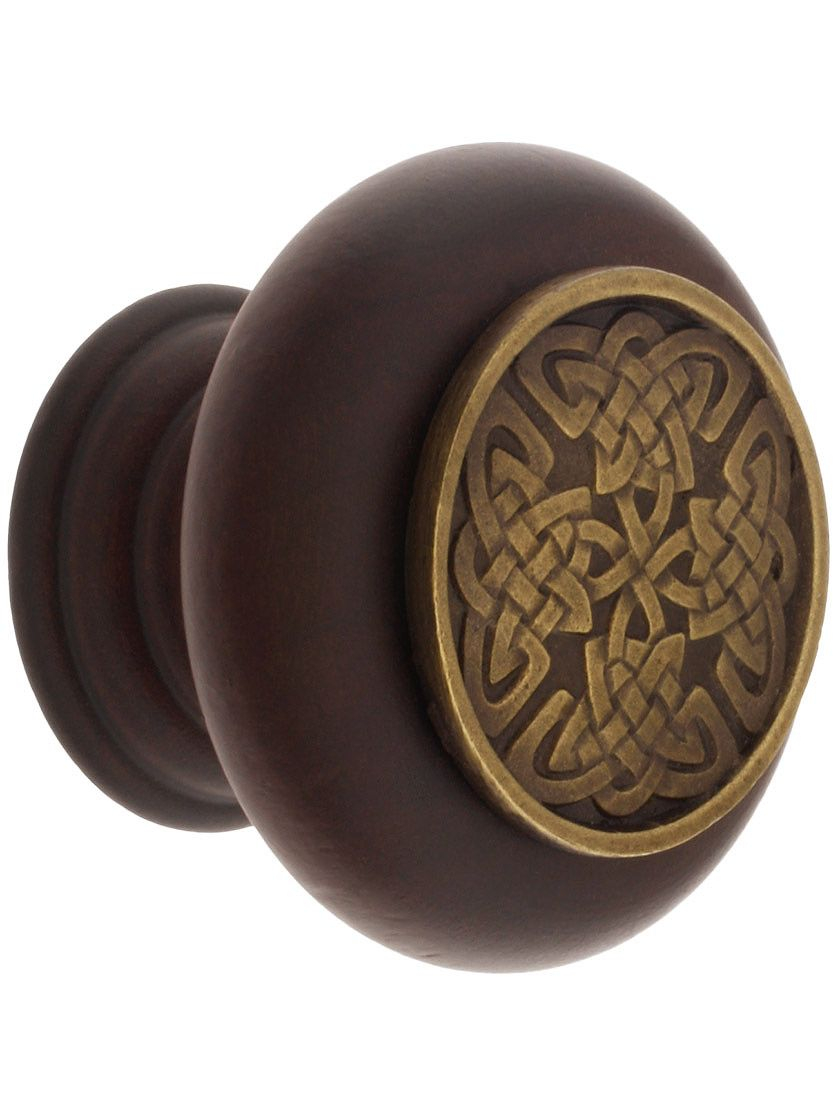 Hardwood Knob With Celtic Isle Onlay 1 12 Diameter Antique in dimensions 840 X 1120