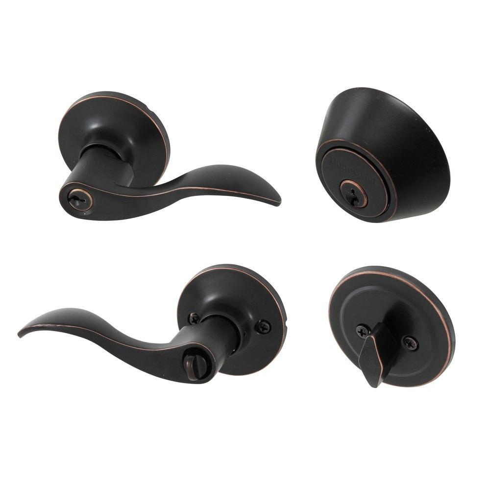 Honeywell 25 In Oil Rubbed Bronze Wave Lever Door Lock Combo Kit with sizing 1000 X 1000