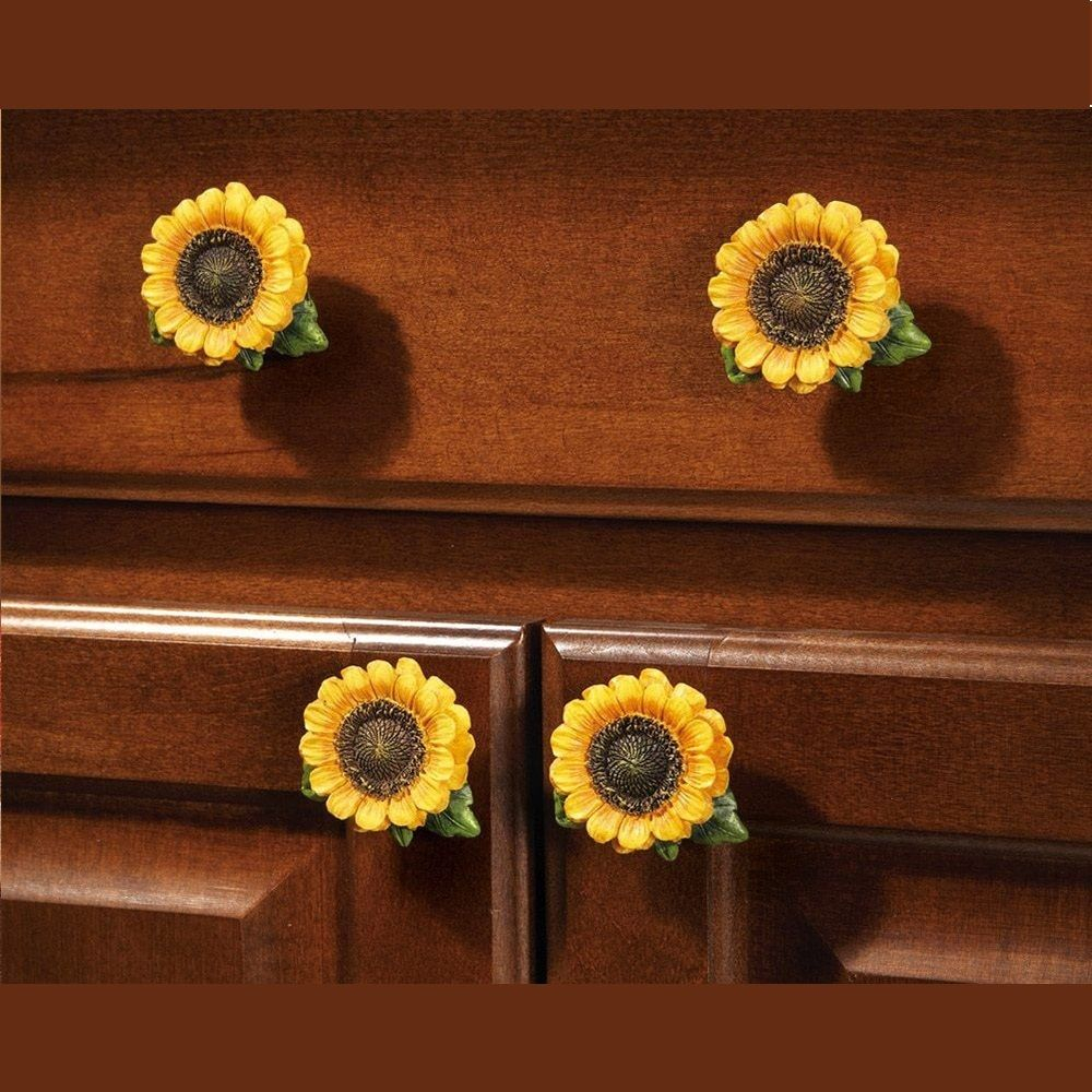 Kitchen Cabinet Pulls 6pcs Country Sunflower Knobs Cupboards Handles for measurements 1000 X 1000
