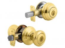 Kwikset Cameron Polished Brass Exterior Entry Knob And Single throughout measurements 1000 X 1000