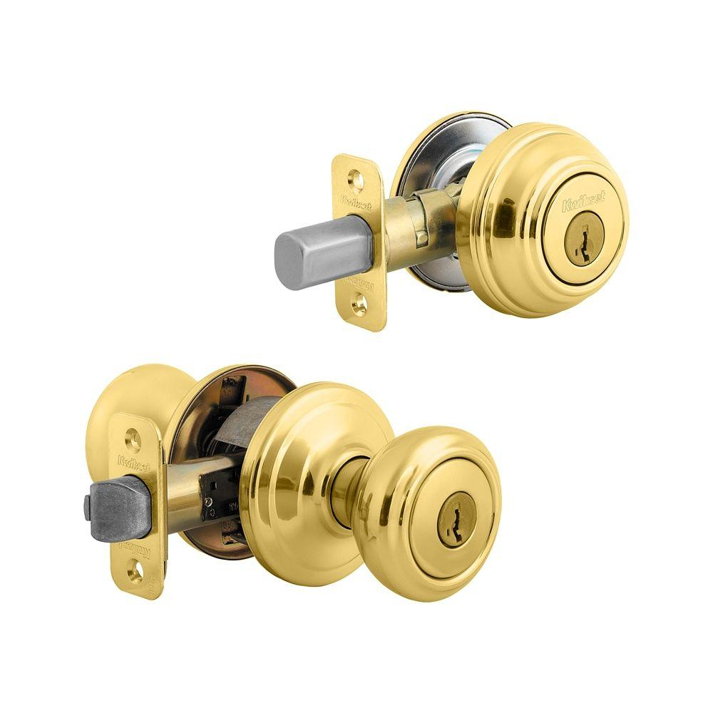 Kwikset Cameron Polished Brass Exterior Entry Knob And Single throughout measurements 1000 X 1000