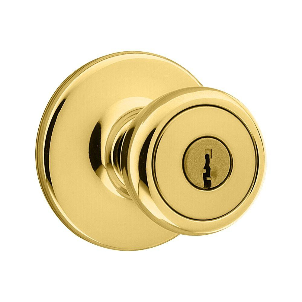 Kwikset Tylo Polished Brass Entry Door Knob 400t 3 6al Rcs The with size 1000 X 1000