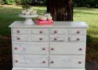 Number Fifty Three Vintage White Dresser With Coral Knobs within size 1470 X 1600