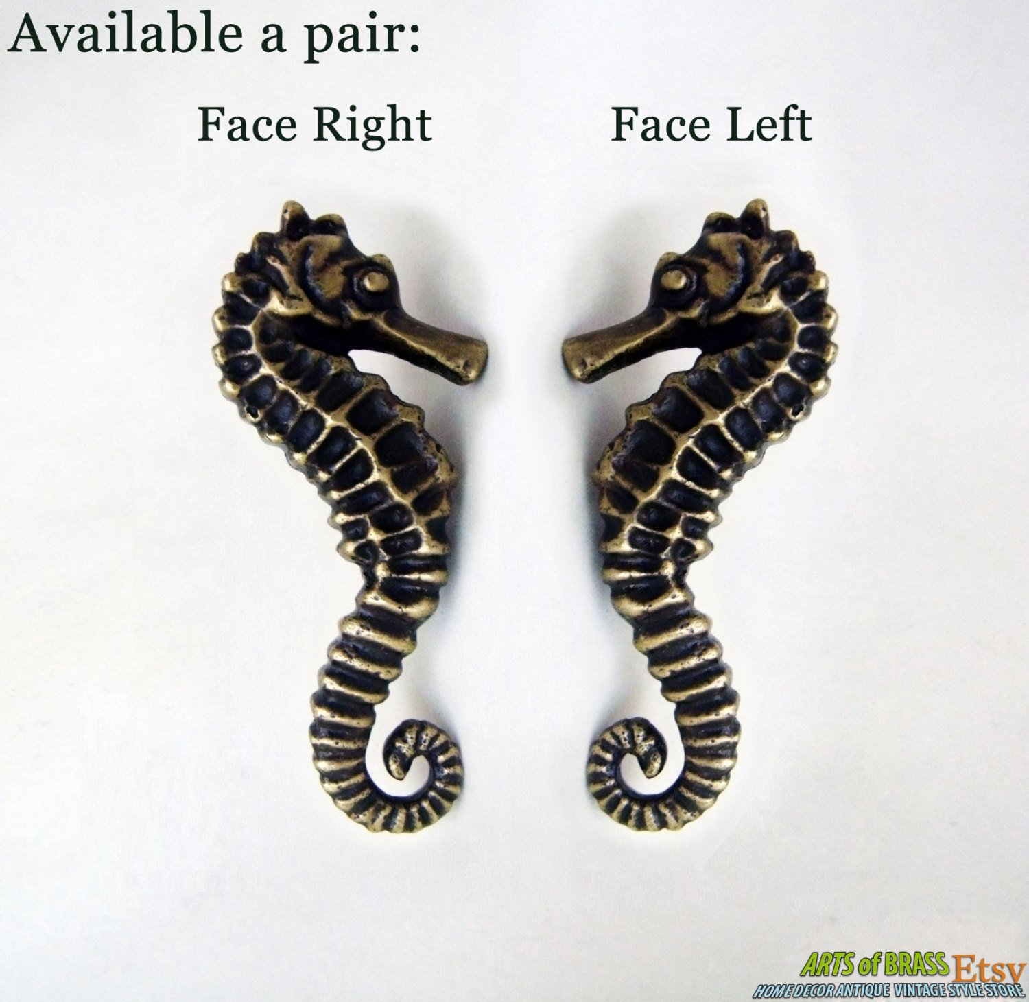Pair Set Right Left Seahorse Cabinet Handle Solid Brass Knob pertaining to dimensions 1500 X 1461