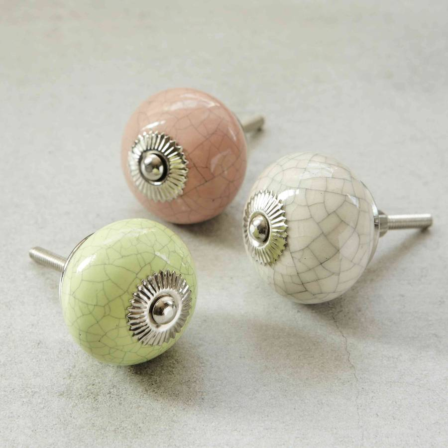 Pink Green And Cream Crackled Ceramic Knobs Pushka Home within dimensions 900 X 900