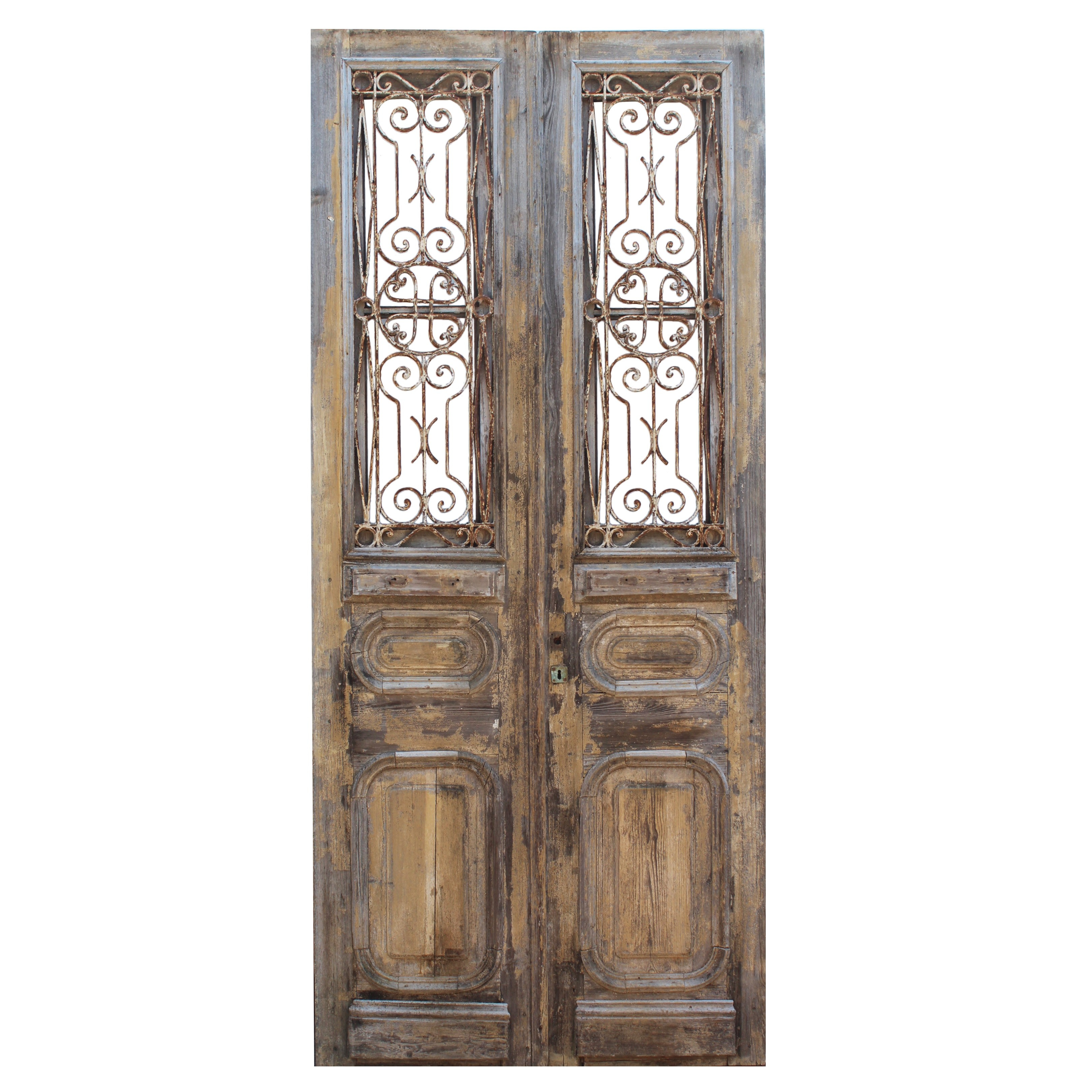 Reclaimed Pair Of Antique French Colonial Doors With Iron Inserts regarding measurements 3240 X 3240