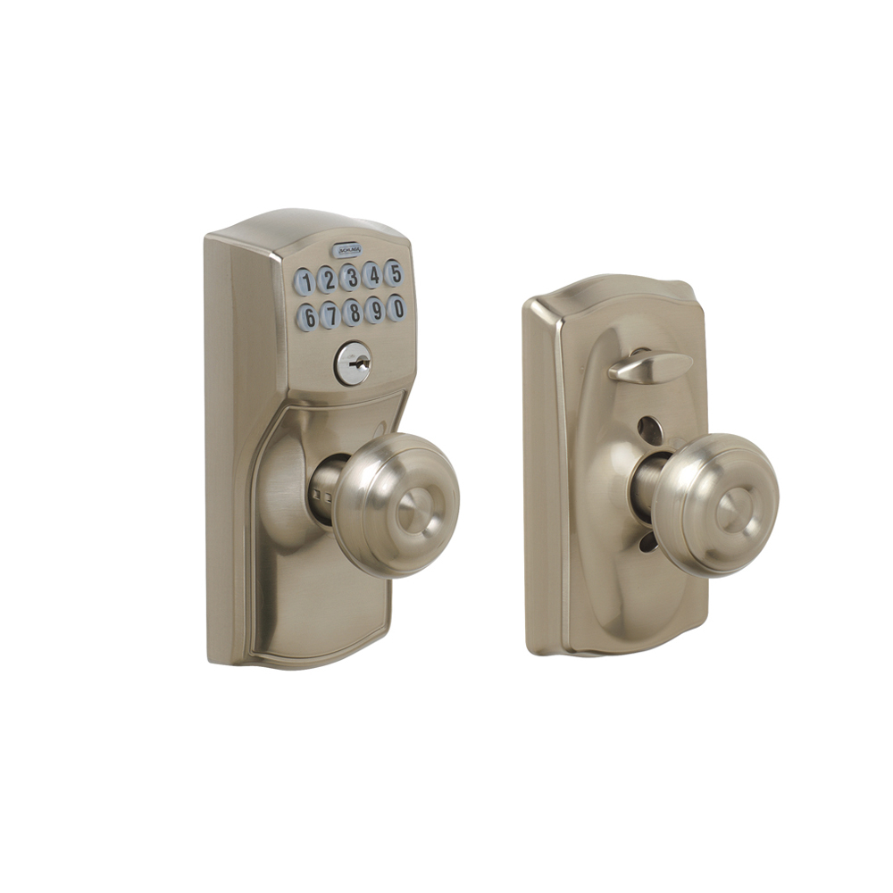 Schlage Electronic Keypad Handle Camelot With Georgian Knob Bell for dimensions 1000 X 1000