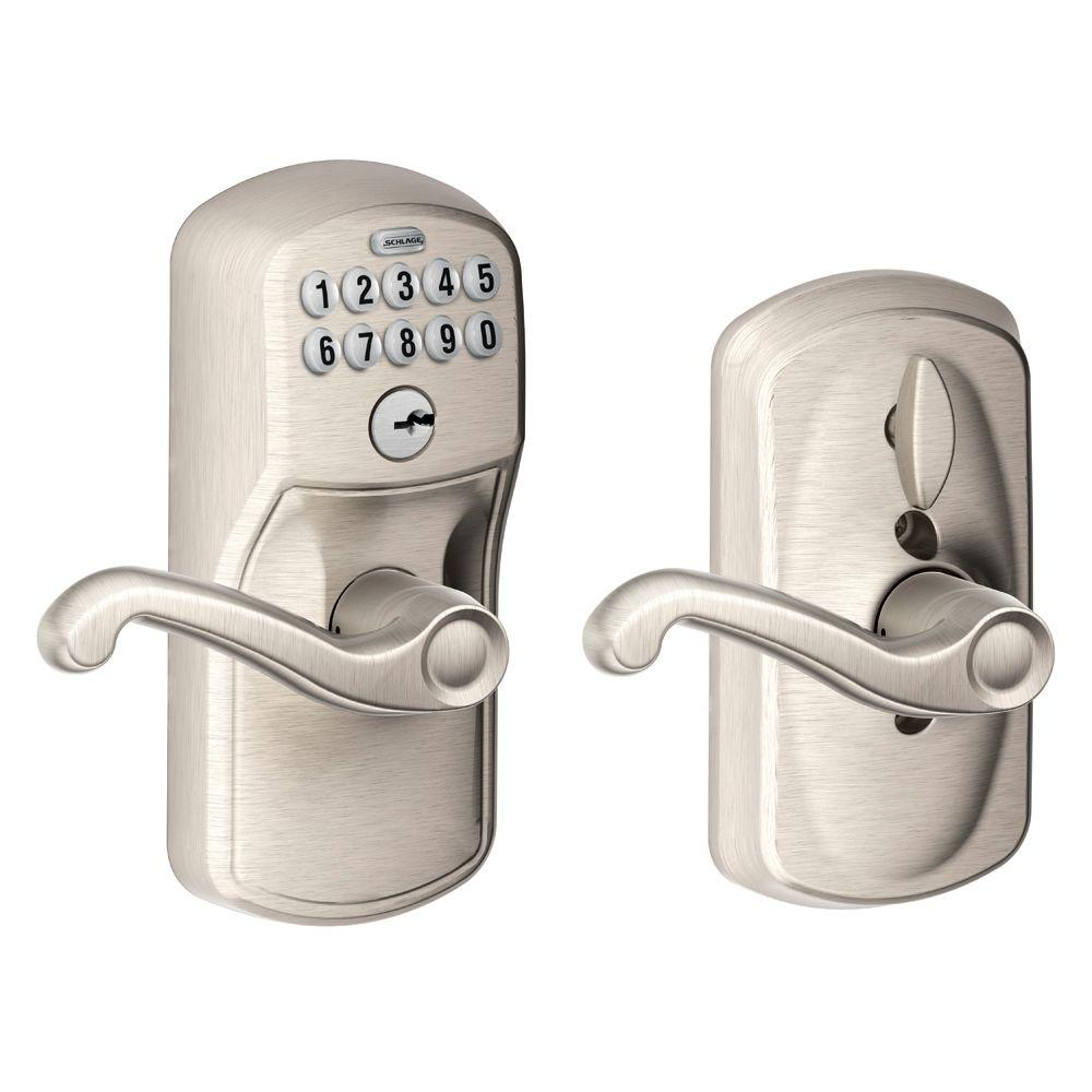 Schlage Flair Satin Nickel Keypad Electronic Door Lever With intended for dimensions 1000 X 1000