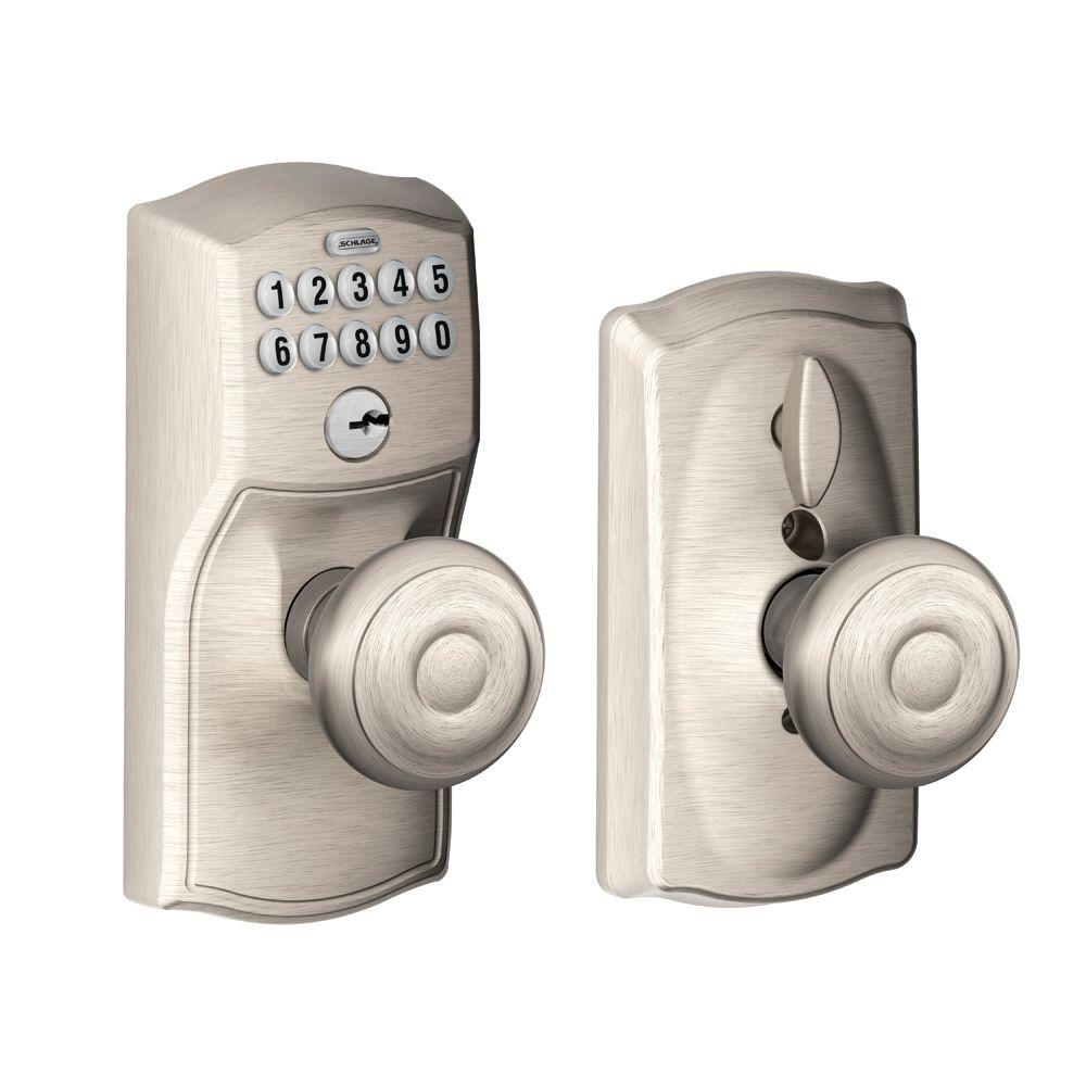 Schlage Georgian Satin Nickel Keypad Electronic Door Knob With throughout proportions 1000 X 1000