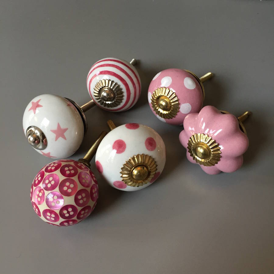 Set Of Assorted Pink Coloured Drawer Knobs French Grey Interiors in sizing 900 X 900