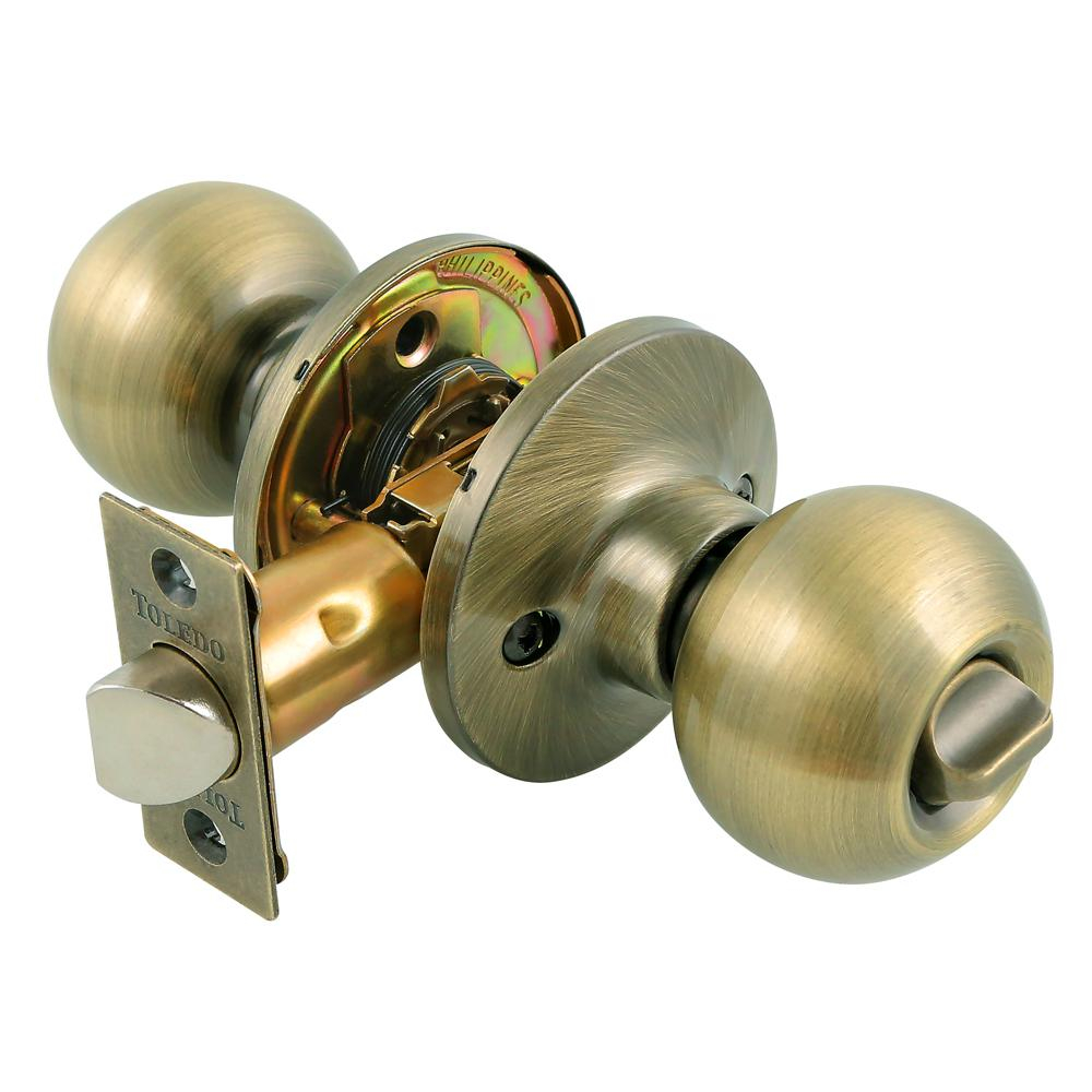 Toledo Fine Locks Antique Brass Privacy Bedbath Door Knob Lock Set With Size 1000 X 1000 