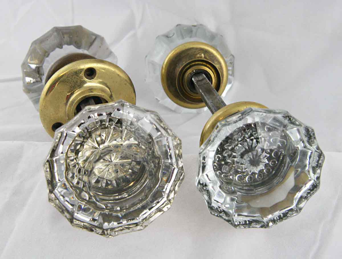 Antique Extra Large Fluted Glass Door Knob Set With Rosettes Olde for size 1200 X 910