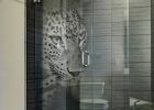 Custom Etched Glass Shower Door With Panther 3d Laser Design within proportions 2092 X 2976