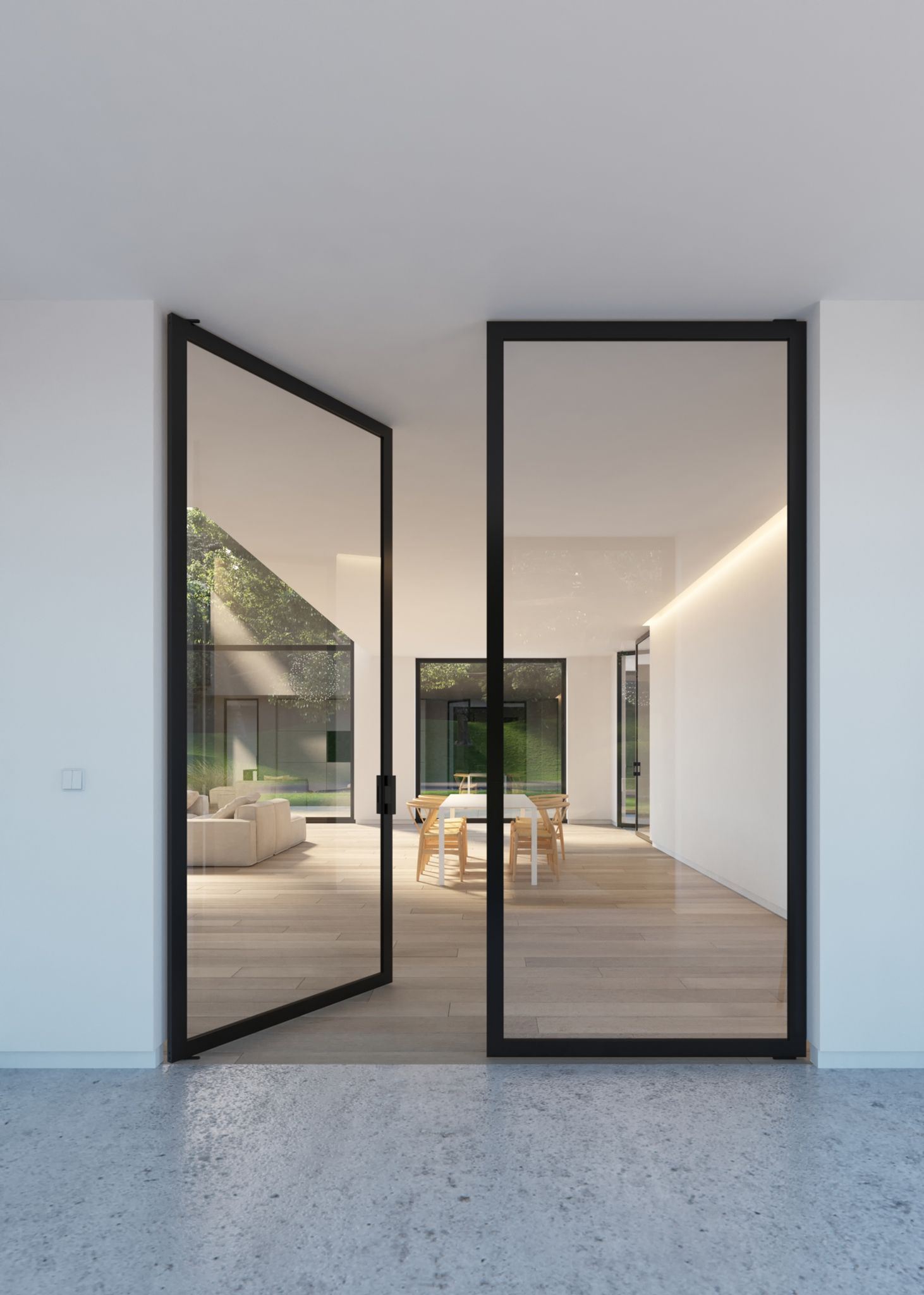 Double Glass Door With Steel Look Frames Portapivot H O M E within measurements 1462 X 2048