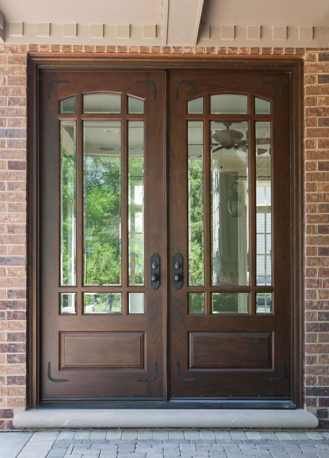 Front Door Custom Double Solid Wood With Walnut Finish Classic in size 1076 X 1500
