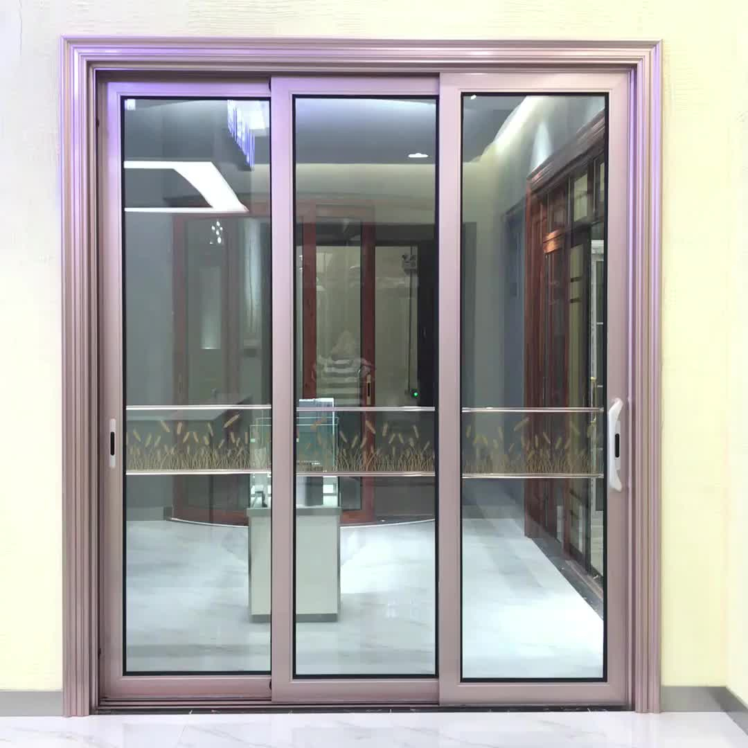 Glass 3 Panel Triple Track Sliding Door Aluminum Partition Door with regard to size 1080 X 1080