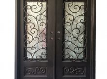 Grafton Exterior Wrought Iron Glass Doors Fern Collection Black in dimensions 1000 X 1000