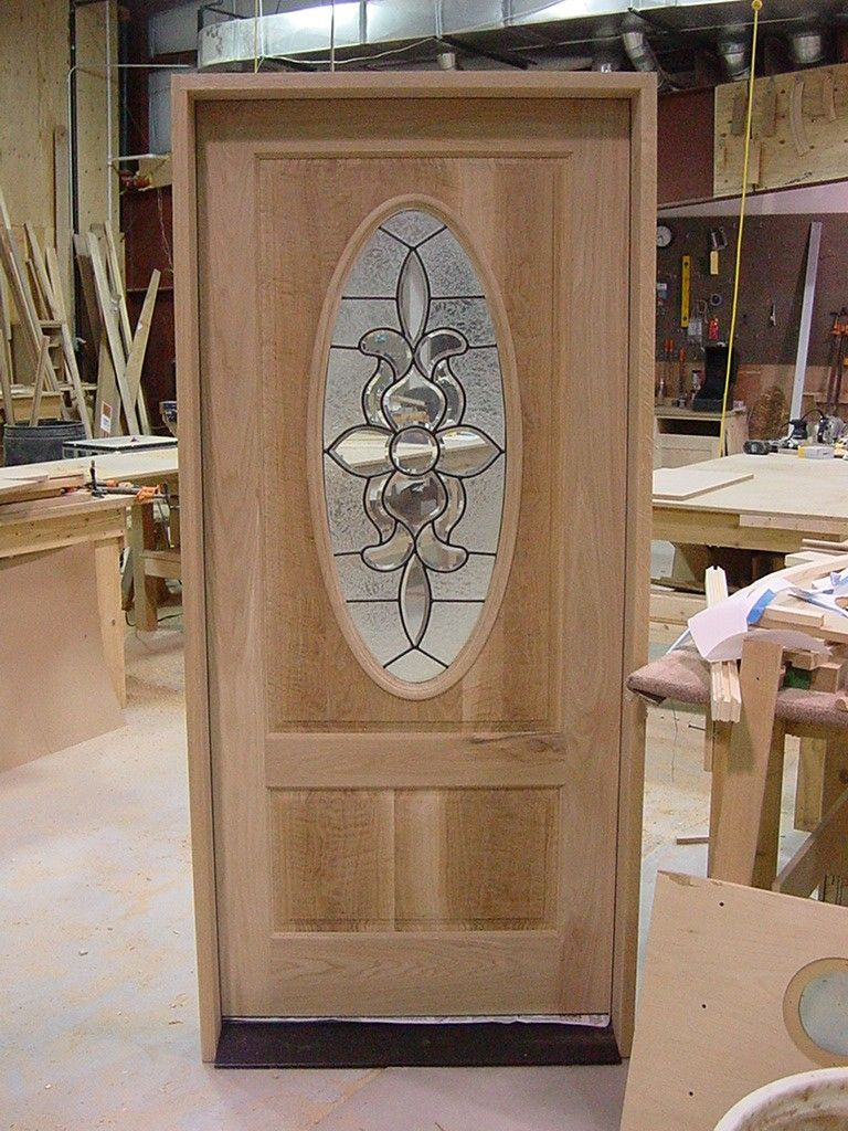 Hand Made White Oak Front Entrance Door With Oval Leaded Glass regarding dimensions 768 X 1024