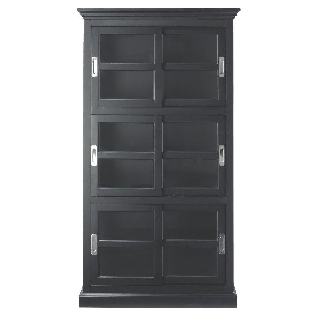 Home Decorators Collection Lexington Black Glass Door Bookcase with regard to measurements 1000 X 1000