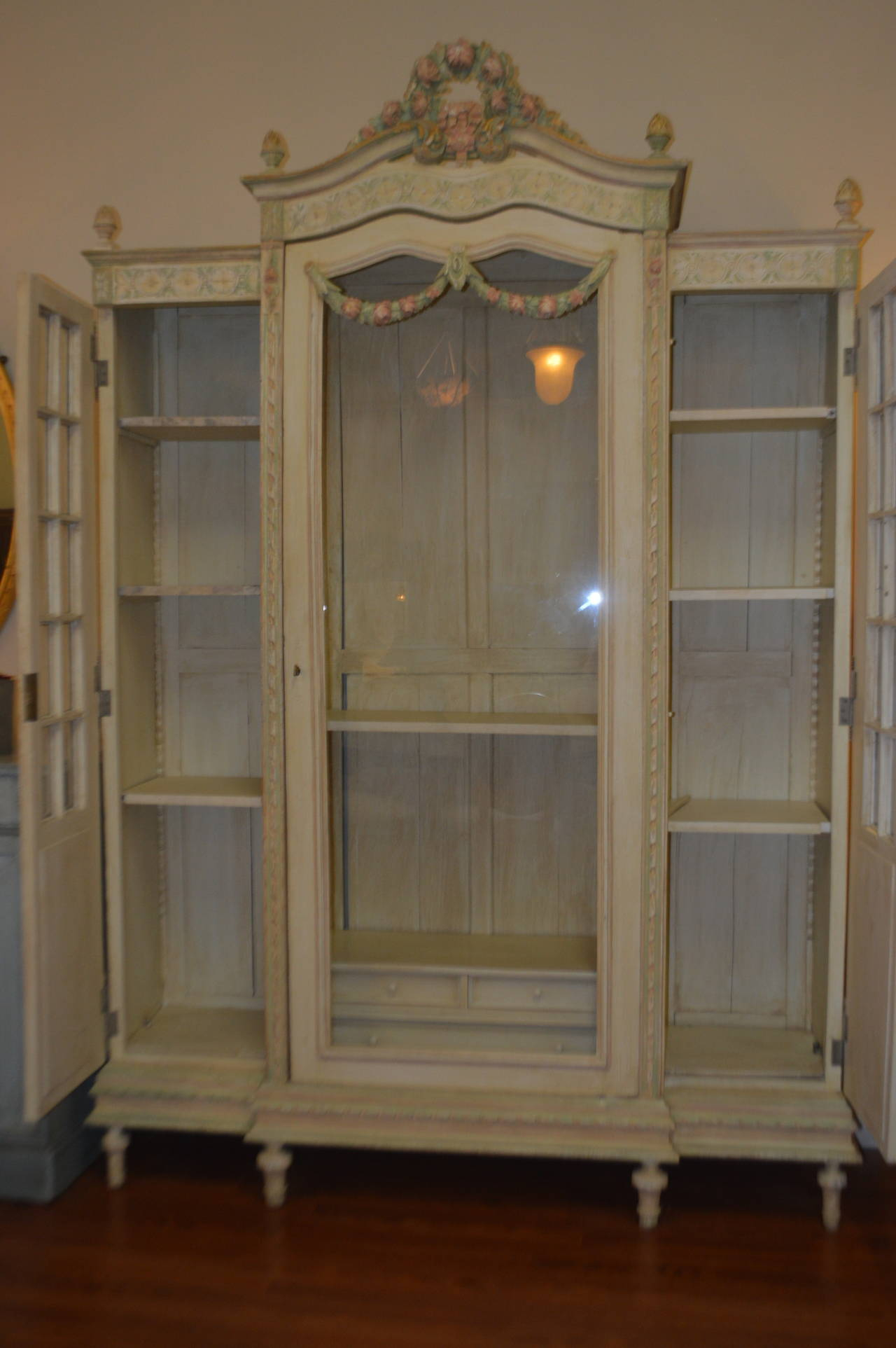 Louis Xvi Style Painted Armoire With Glass Door At 1stdibs with regard to sizing 1280 X 1925