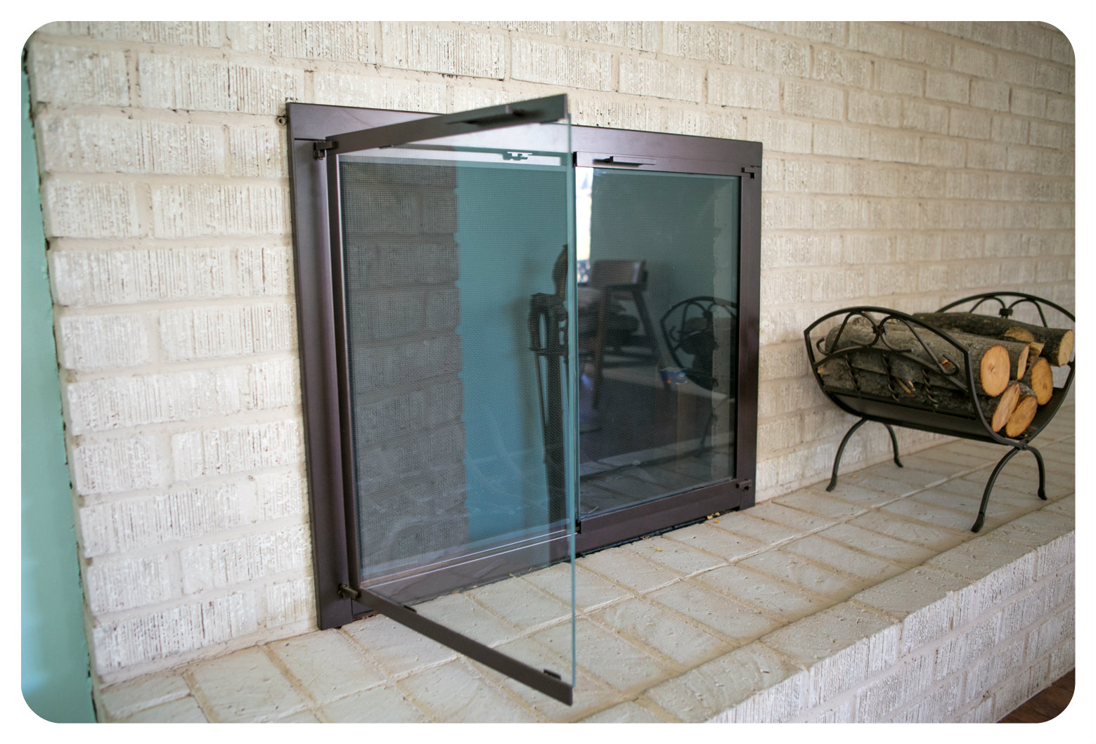 Masonry Fireplace Glass Doors Free Shipping Mesh Curtain Included in measurements 1559 X 1059