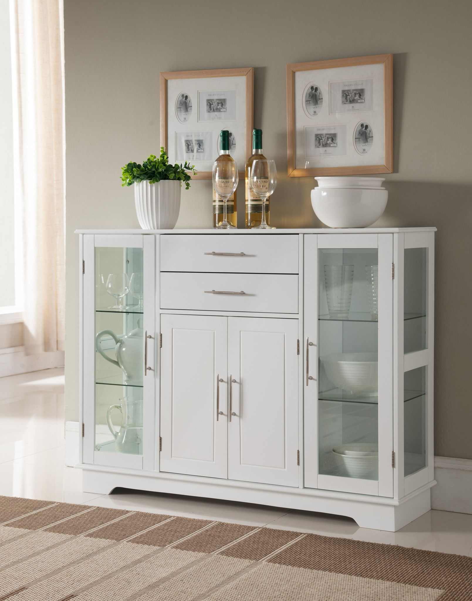 Pilaster Designs White Wood Kitchen Storage Display Cabinet Buffet within sizing 1609 X 2048
