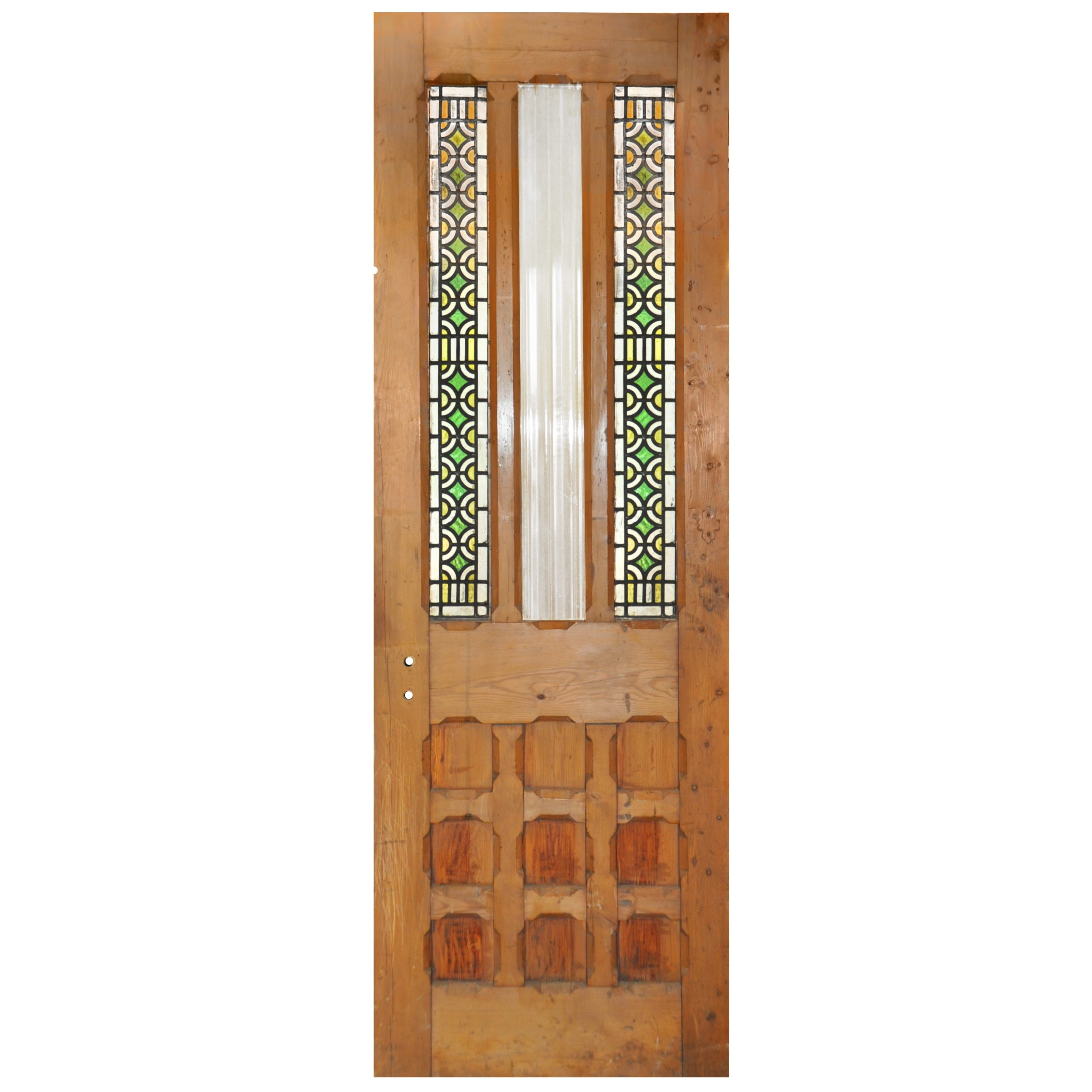 Salvaged Antique Stained Glass Door With Cross 19th Century with regard to sizing 2838 X 2838