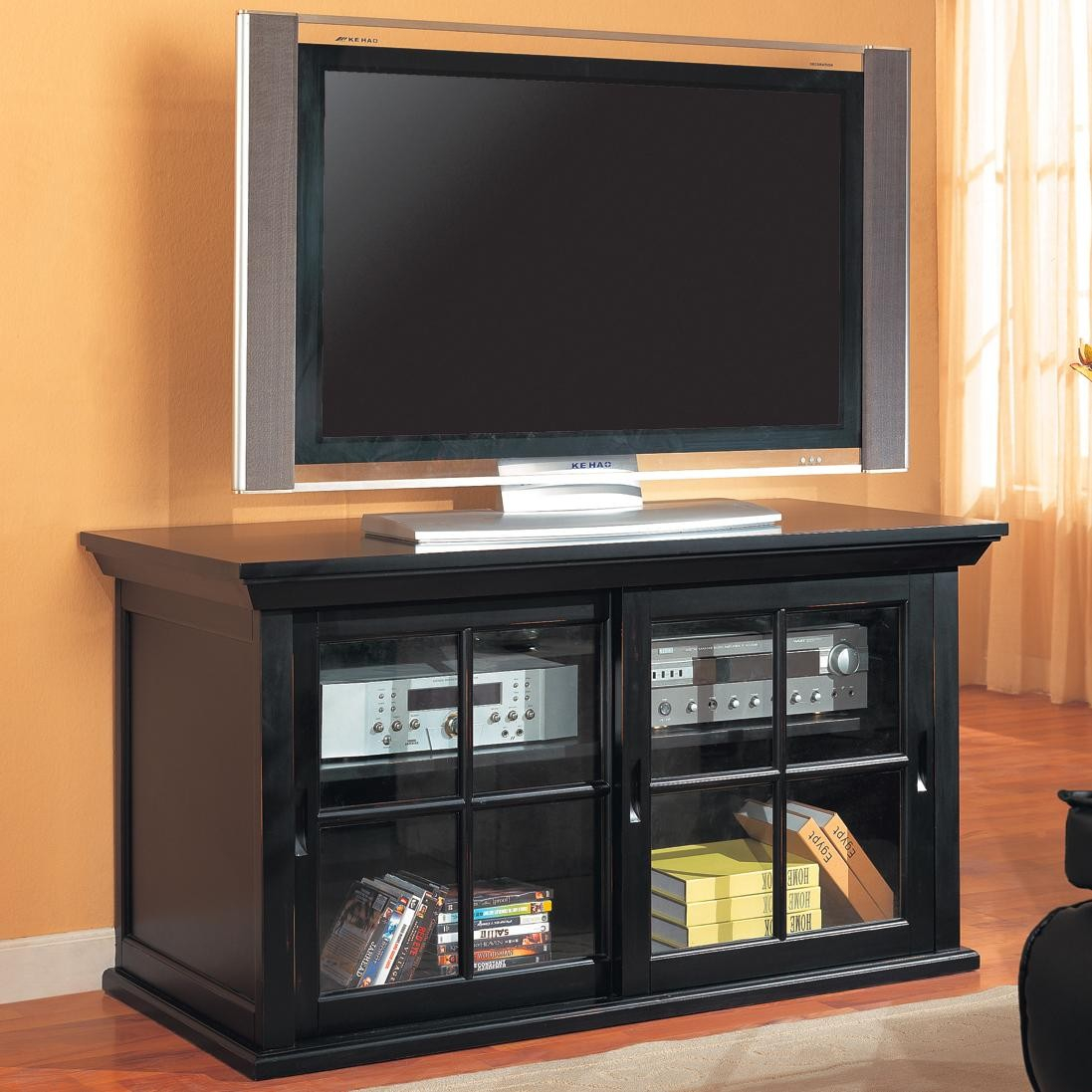 Tv Stands Transitional Media Console With Sliding Glass Doors Lowest with measurements 1097 X 1097