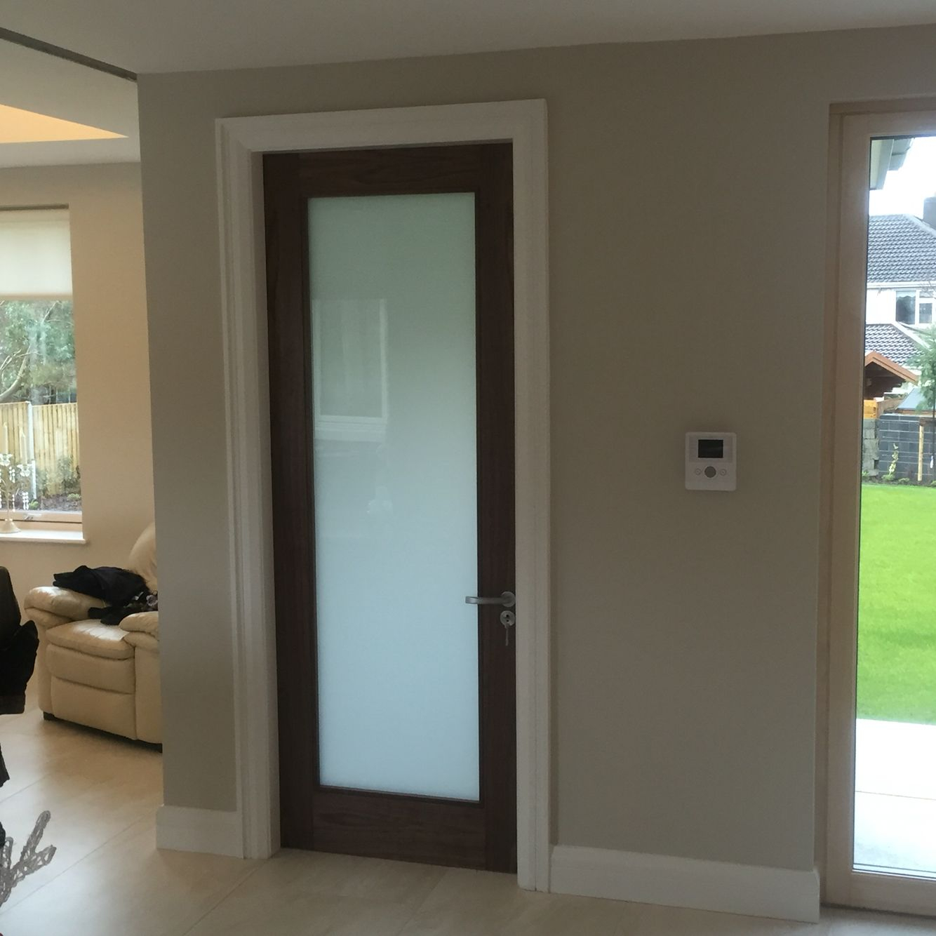 Walnut Internal Door With Frosted Glass Versatility Of Sliding within dimensions 1334 X 1334