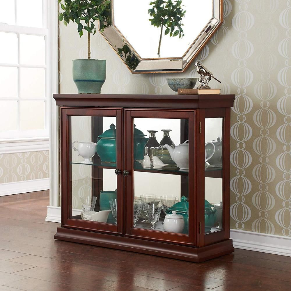 Wooden Glass Display Case Durable Vintage Stand Cabinet Curio throughout measurements 1000 X 1000