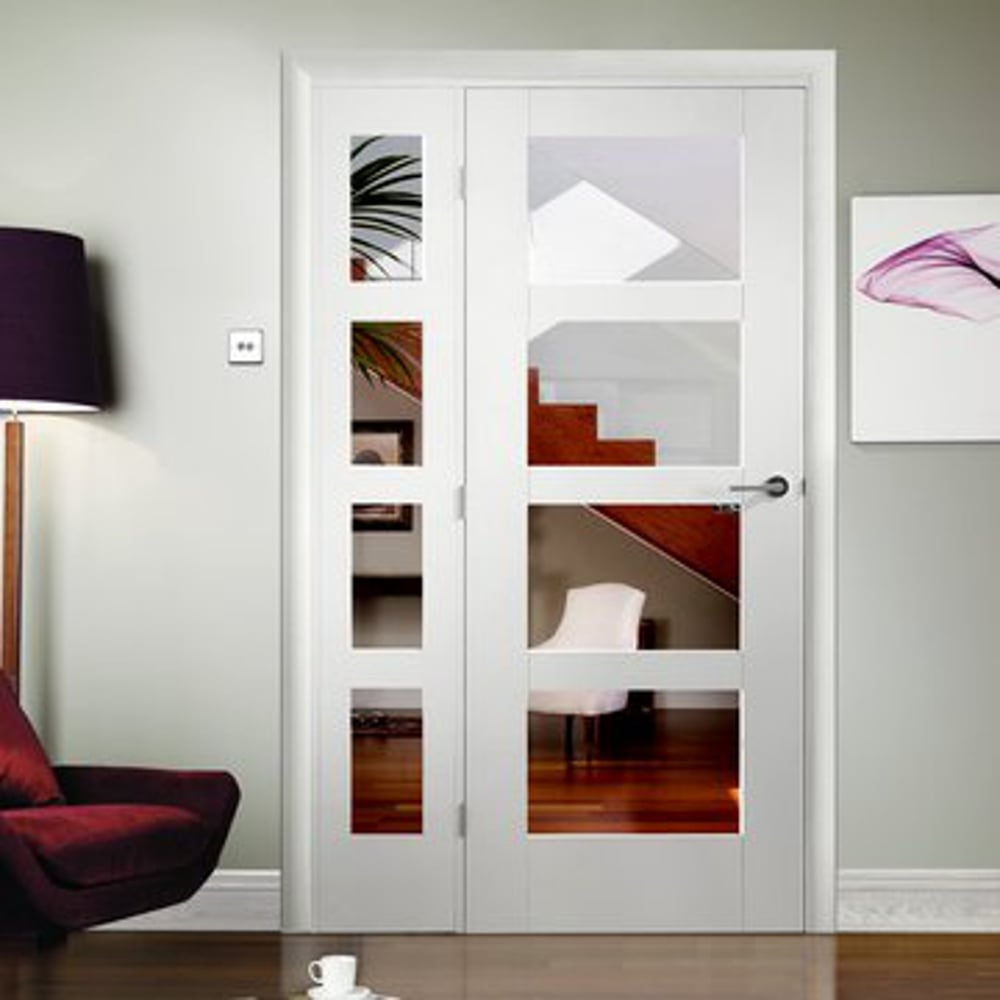 Xl Joinery Internal White Primed Shaker Glazed Door Leader Doors throughout dimensions 1000 X 1000
