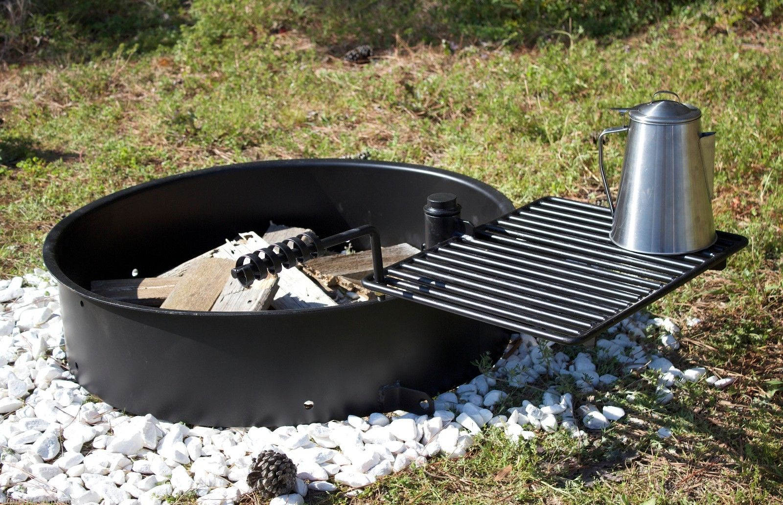 24 Steel Fire Ring With Cooking Grate Campfire Pit Park Grill in dimensions 1600 X 1033