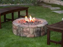 36 In Outdoor Round Camp Fire Pit Propane Gas Patio Rustic Faux in measurements 1600 X 1600