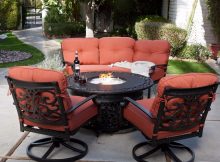 4 Piece Outdoor Patio Deck Furniture Set Round Table Gas Fire Pit 48 intended for measurements 1000 X 1000