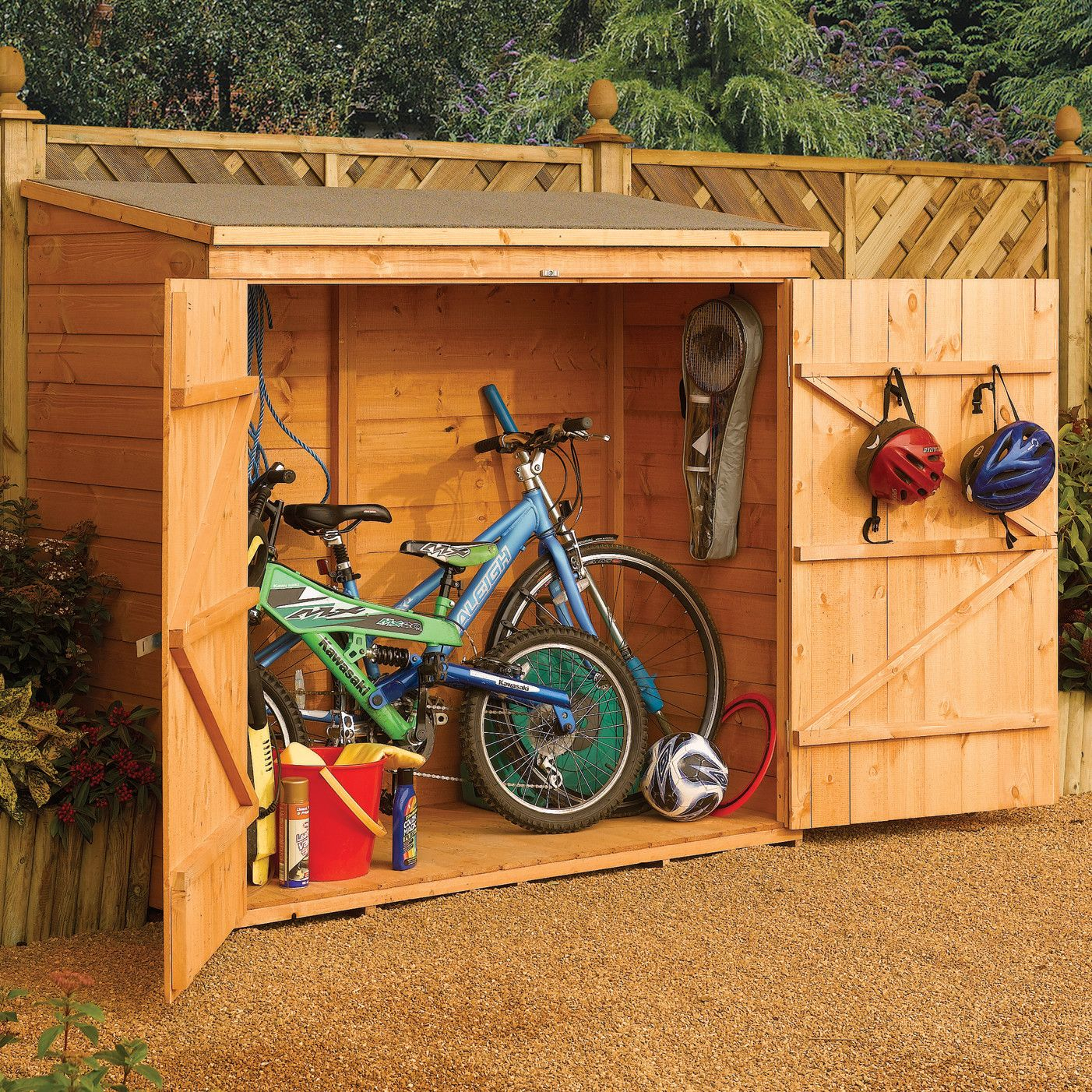 6 Ft W X 2 Ft 6 In D Wooden Horizontal Bike Shed Yard Home throughout measurements 1402 X 1402
