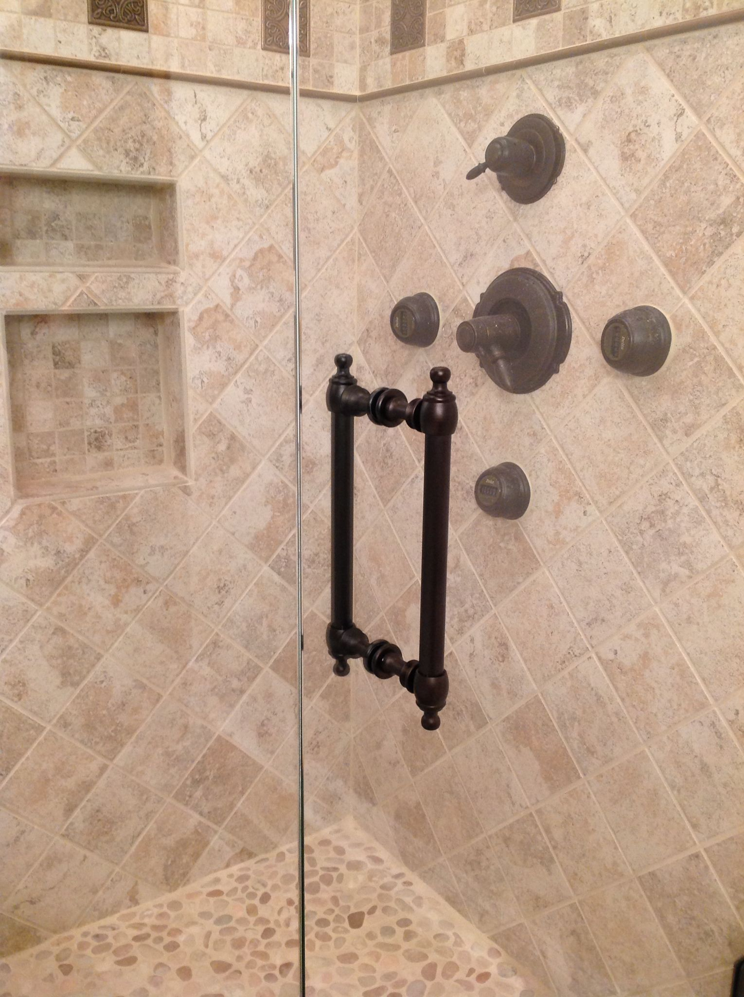 8 Colonial Handle Shown In Oil Rubbed Bronze Shower Door Handles pertaining to size 1530 X 2048