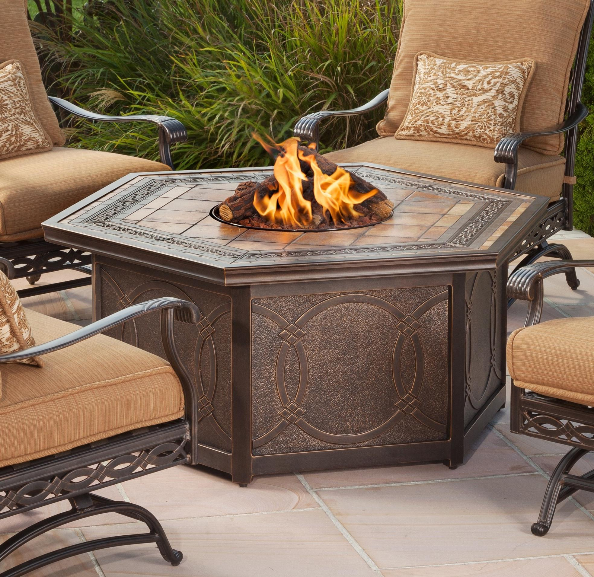Agio Ashmost Hexagonal Cast Aluminum Outdoor Firepit Chat Table With for size 1968 X 1912